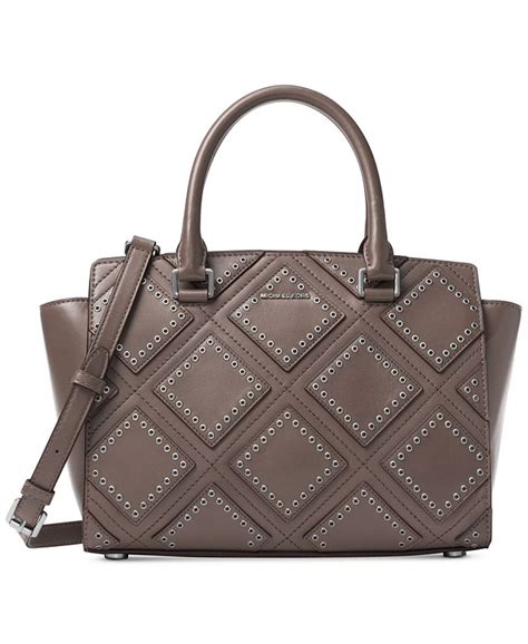 michael michael kors diamond grommet selma medium top zip satchel